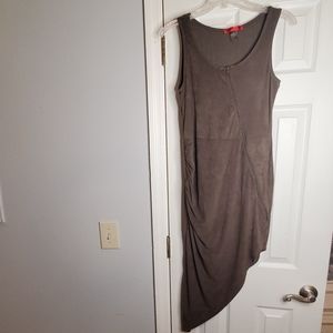 Grey faux suede asymmetrical dress